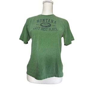 Montana Rocky Mountains T-Shirt Last Best Place Green Womens Baby Tee Y2K hiking